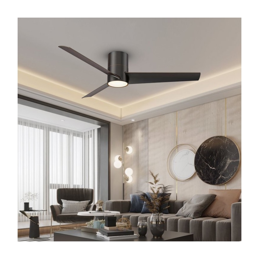 Immax NEO 07135-B - LED Prigušivi plafonski ventilator FRESH LED/18W/230V Wi-Fi Tuya crno + Daljinski upravljač