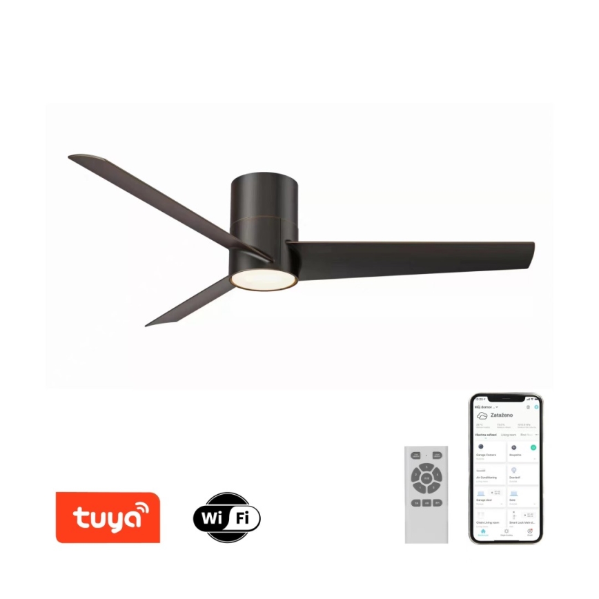Immax NEO 07135-B - LED Prigušivi plafonski ventilator FRESH LED/18W/230V Wi-Fi Tuya crno + Daljinski upravljač