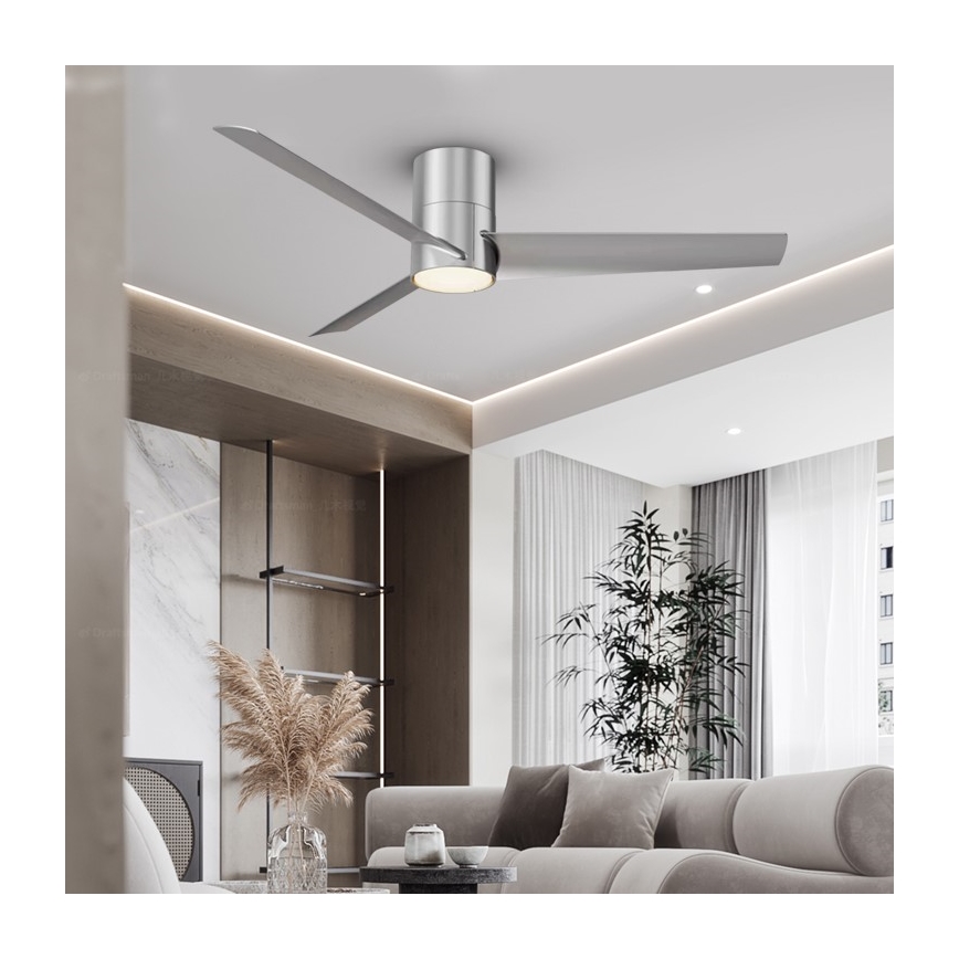 Immax NEO 07135-S - LED Prigušivi plafonski ventilator FRESH LED/18W/230V Wi-Fi Tuya mat krom + Daljinski upravljač