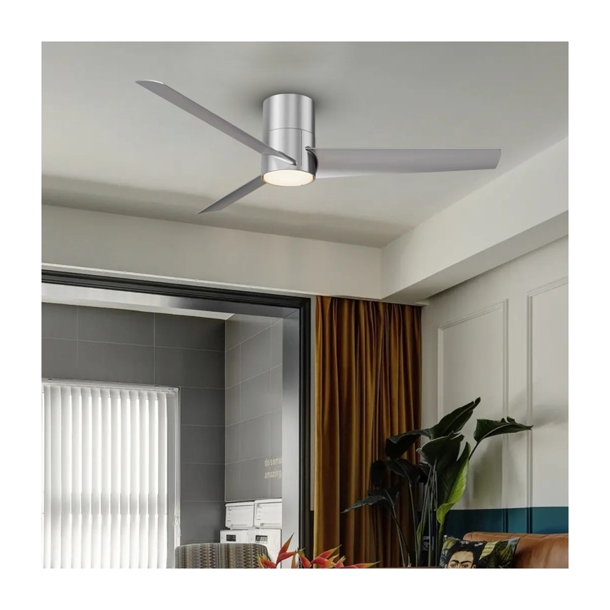 Immax NEO 07135-S - LED Prigušivi plafonski ventilator FRESH LED/18W/230V Wi-Fi Tuya mat krom + Daljinski upravljač