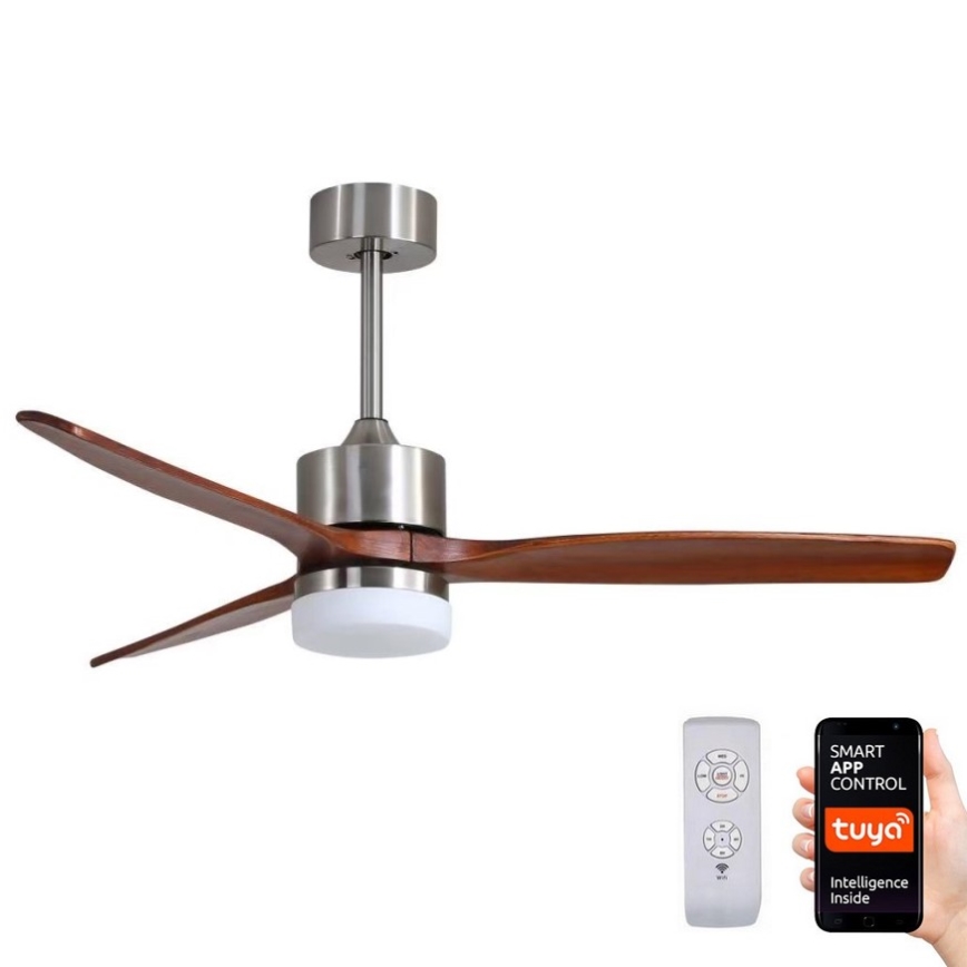 Immax NEO 07165-S - LED plafonski ventilator ELEGANTE LED/18W/230V hrast Wi-Fi Tuya + sa daljinskim upravljačem