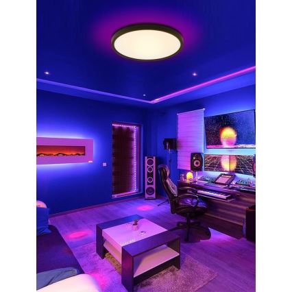 Immax NEO 07166-B40 - LED RGB+CCT prigušiva plafonska svetiljka NEO LITE TUDO LED/50W/230V Wi-Fi Tuya crna + daljinski upravljač