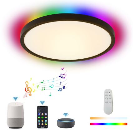 Immax NEO 07166-B40 - LED RGB+CCT prigušiva plafonska svetiljka NEO LITE TUDO LED/50W/230V Wi-Fi Tuya crna + daljinski upravljač