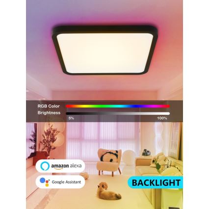 Immax NEO 07167-B40 - LED RGB+CCT prigušiva plafonsko svetlo NEO LITE TUDO LED/50W/230V Wi-Fi Tuya crna + daljinski upravljač