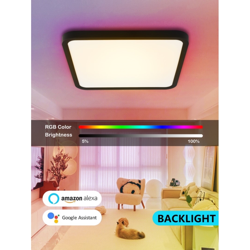 Immax NEO 07167-B40 - LED RGB+CCT prigušiva plafonsko svetlo NEO LITE TUDO LED/50W/230V Wi-Fi Tuya crna + daljinski upravljač