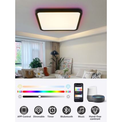 Immax NEO 07167-B40 - LED RGB+CCT prigušiva plafonsko svetlo NEO LITE TUDO LED/50W/230V Wi-Fi Tuya crna + daljinski upravljač