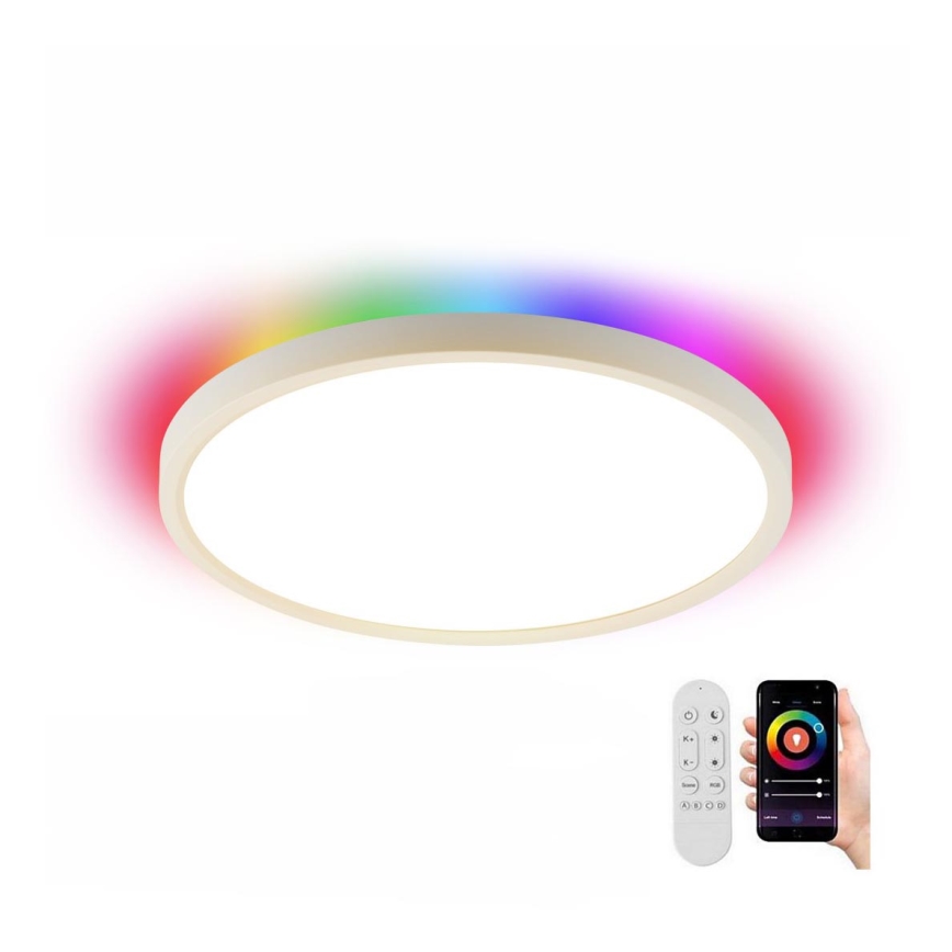 Immax NEO 07169-W60 - LED RGB+CCT Prigušiva plafonjera NEO LITE TUDO 65W/230V 2700-6500K Wi-Fi Tuya + Daljinski upravljač bela