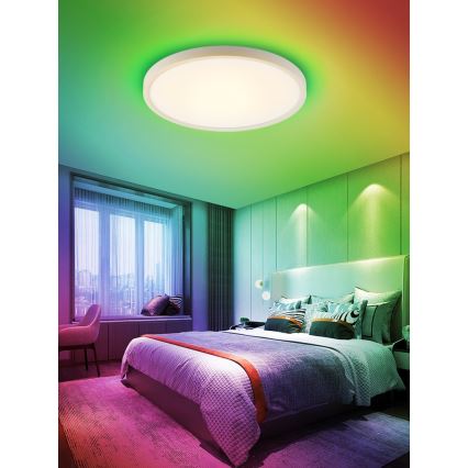 Immax NEO 07169-W60 - LED RGB+CCT Prigušiva plafonjera NEO LITE TUDO 65W/230V 2700-6500K Wi-Fi Tuya + Daljinski upravljač bela