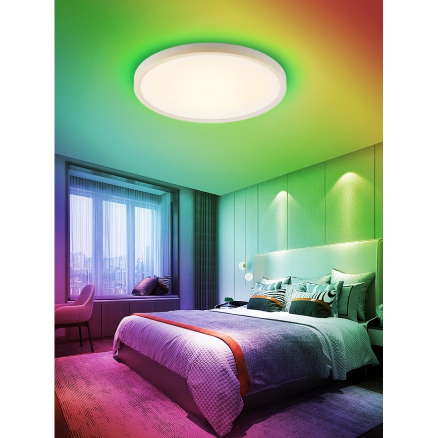 Immax NEO 07169-W60 - LED RGB+CCT Prigušiva plafonjera NEO LITE TUDO 65W/230V 2700-6500K Wi-Fi Tuya + Daljinski upravljač bela