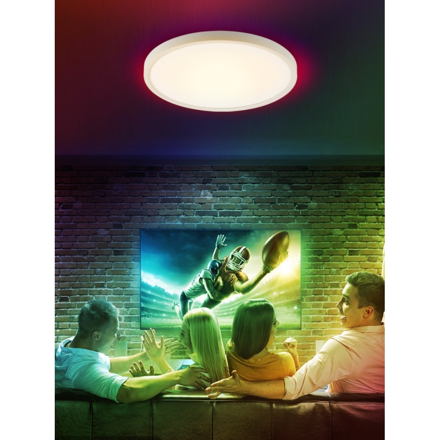 Immax NEO 07169-W60 - LED RGB+CCT Prigušiva plafonjera NEO LITE TUDO 65W/230V 2700-6500K Wi-Fi Tuya + Daljinski upravljač bela