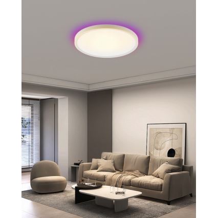 Immax NEO 07169-W60 - LED RGB+CCT Prigušiva plafonjera NEO LITE TUDO 65W/230V 2700-6500K Wi-Fi Tuya + Daljinski upravljač bela