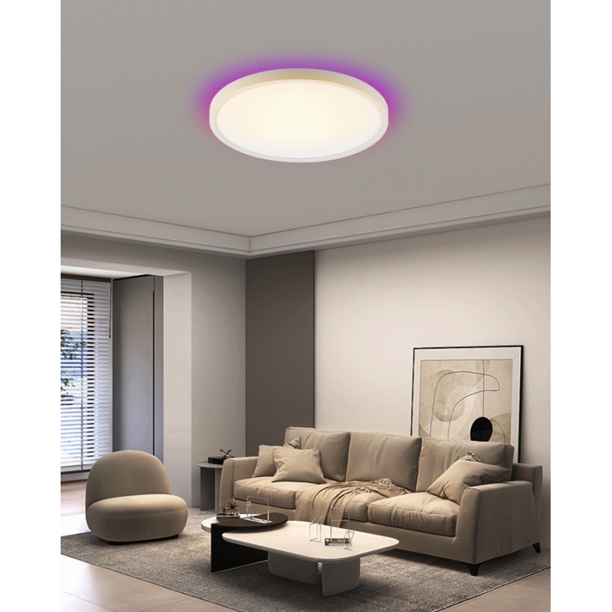 Immax NEO 07169-W60 - LED RGB+CCT Prigušiva plafonjera NEO LITE TUDO 65W/230V 2700-6500K Wi-Fi Tuya + Daljinski upravljač bela