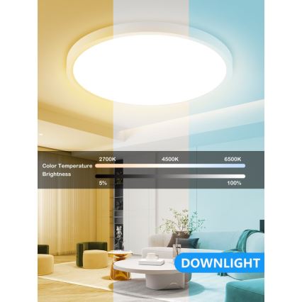 Immax NEO 07169-W60 - LED RGB+CCT Prigušiva plafonjera NEO LITE TUDO 65W/230V 2700-6500K Wi-Fi Tuya + Daljinski upravljač bela