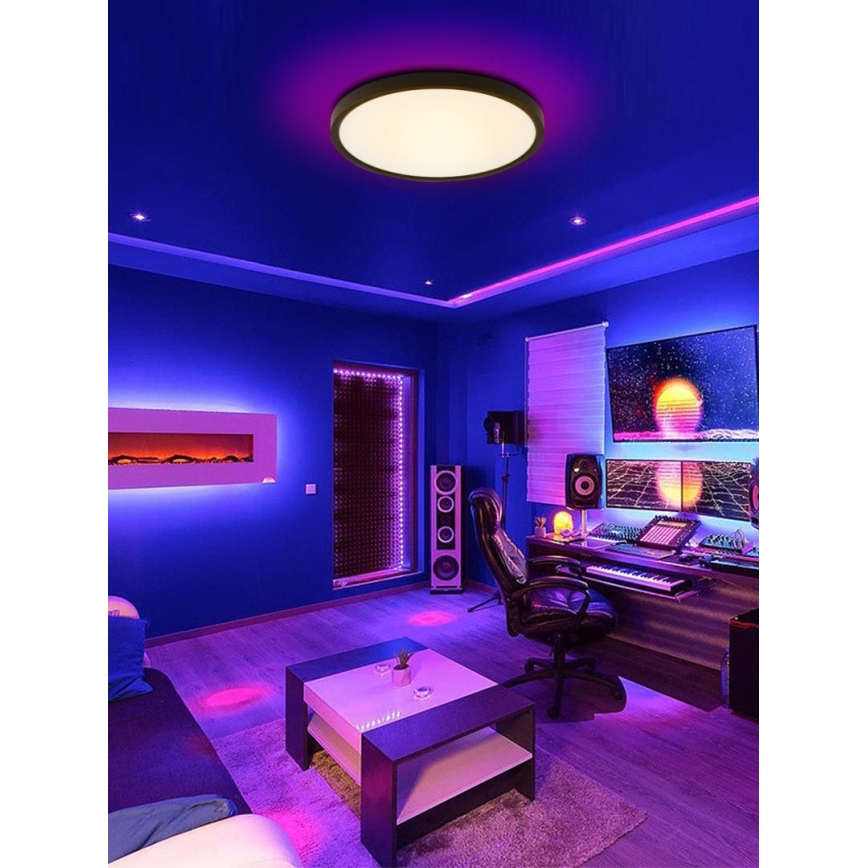 Immax NEO 07170-B60 - LED RGB+CCT Prigušiva plafonjera NEO LITE TUDO LED/65W/230V 2700-6500K Wi-Fi Tuya crno + Daljinski upravljač