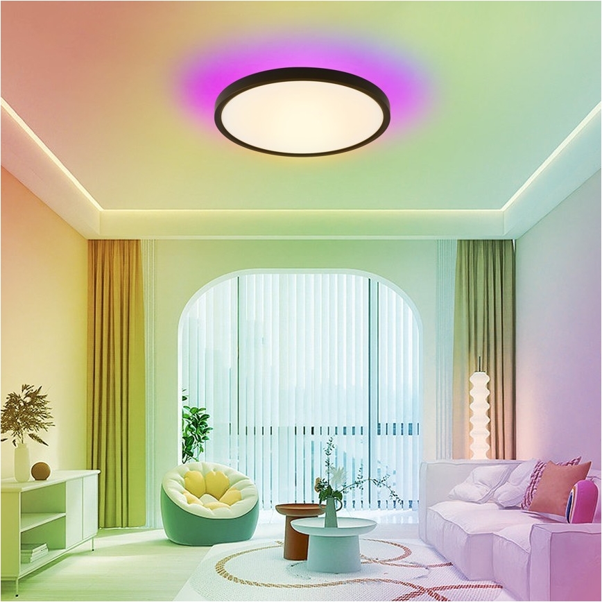 Immax NEO 07170-B60 - LED RGB+CCT Prigušiva plafonjera NEO LITE TUDO LED/65W/230V 2700-6500K Wi-Fi Tuya crno + Daljinski upravljač