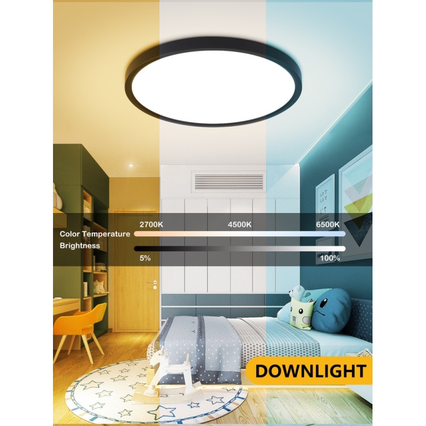 Immax NEO 07170-B60 - LED RGB+CCT Prigušiva plafonjera NEO LITE TUDO LED/65W/230V 2700-6500K Wi-Fi Tuya crno + Daljinski upravljač