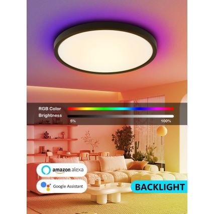Immax NEO 07170-B60 - LED RGB+CCT Prigušiva plafonjera NEO LITE TUDO LED/65W/230V 2700-6500K Wi-Fi Tuya crno + Daljinski upravljač