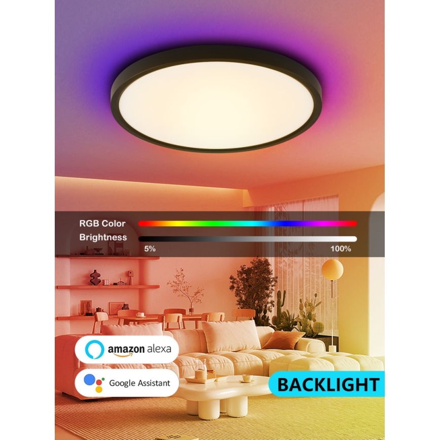 Immax NEO 07170-B60 - LED RGB+CCT Prigušiva plafonjera NEO LITE TUDO LED/65W/230V 2700-6500K Wi-Fi Tuya crno + Daljinski upravljač