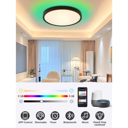 Immax NEO 07170-B60 - LED RGB+CCT Prigušiva plafonjera NEO LITE TUDO LED/65W/230V 2700-6500K Wi-Fi Tuya crno + Daljinski upravljač