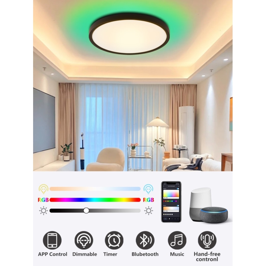 Immax NEO 07170-B60 - LED RGB+CCT Prigušiva plafonjera NEO LITE TUDO LED/65W/230V 2700-6500K Wi-Fi Tuya crno + Daljinski upravljač