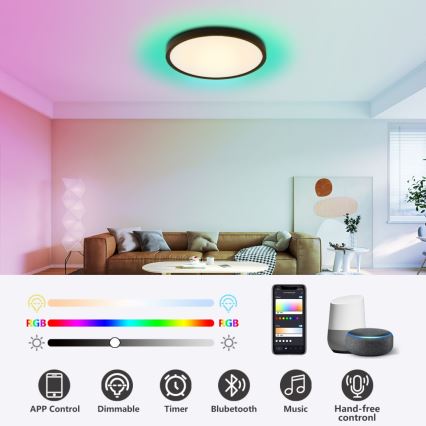 Immax NEO 07170-B60 - LED RGB+CCT Prigušiva plafonjera NEO LITE TUDO LED/65W/230V 2700-6500K Wi-Fi Tuya crno + Daljinski upravljač