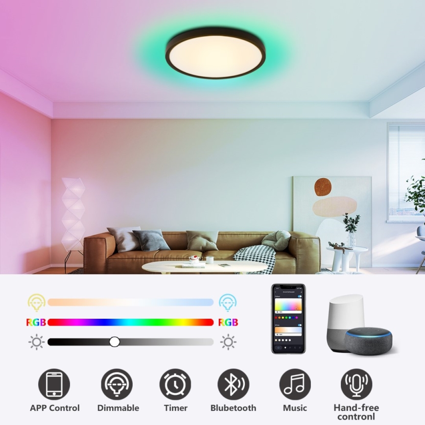 Immax NEO 07170-B60 - LED RGB+CCT Prigušiva plafonjera NEO LITE TUDO LED/65W/230V 2700-6500K Wi-Fi Tuya crno + Daljinski upravljač