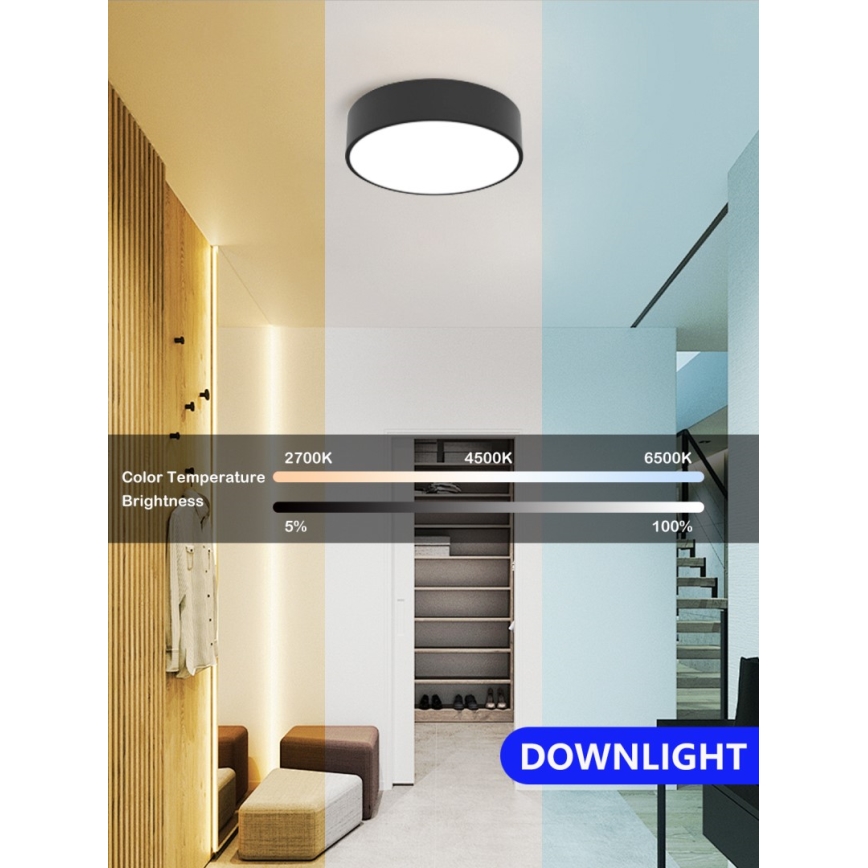 Immax NEO 07200L - LED Prigušiva plafonjera RONDATE LED/18W/230V 3000-6000K pr. 25 cm crno Tuya + Daljinski upravljač