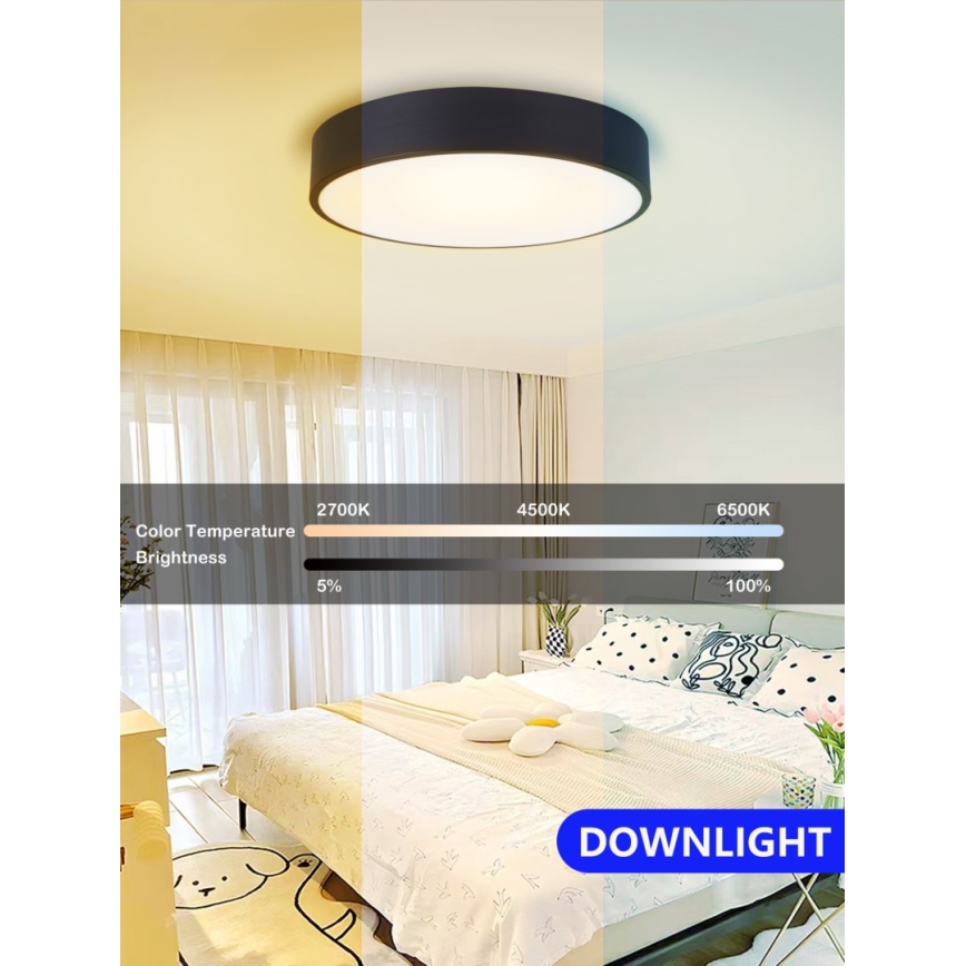 Immax NEO 07201L - LED Prigušiva plafonjera RONDATE LED/28W/230V crno Tuya + Daljinski upravljač