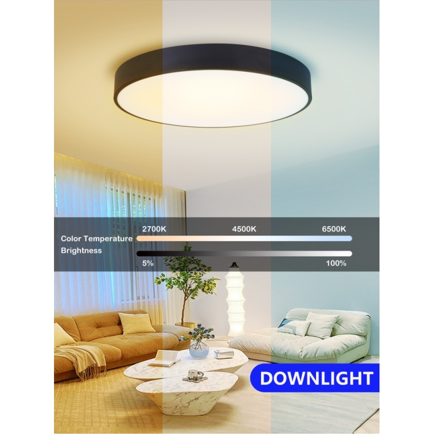 Immax NEO 07202L - LED Prigušiva plafonjera RONDATE LED/53W/230V crno Tuya + Daljinski upravljač