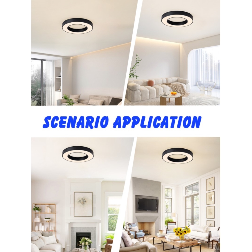 Immax NEO 07209L - LED Prigušiva plafonjera PASTEL LED/53W/230V 60 cm crno Tuya + Daljinski upravljač