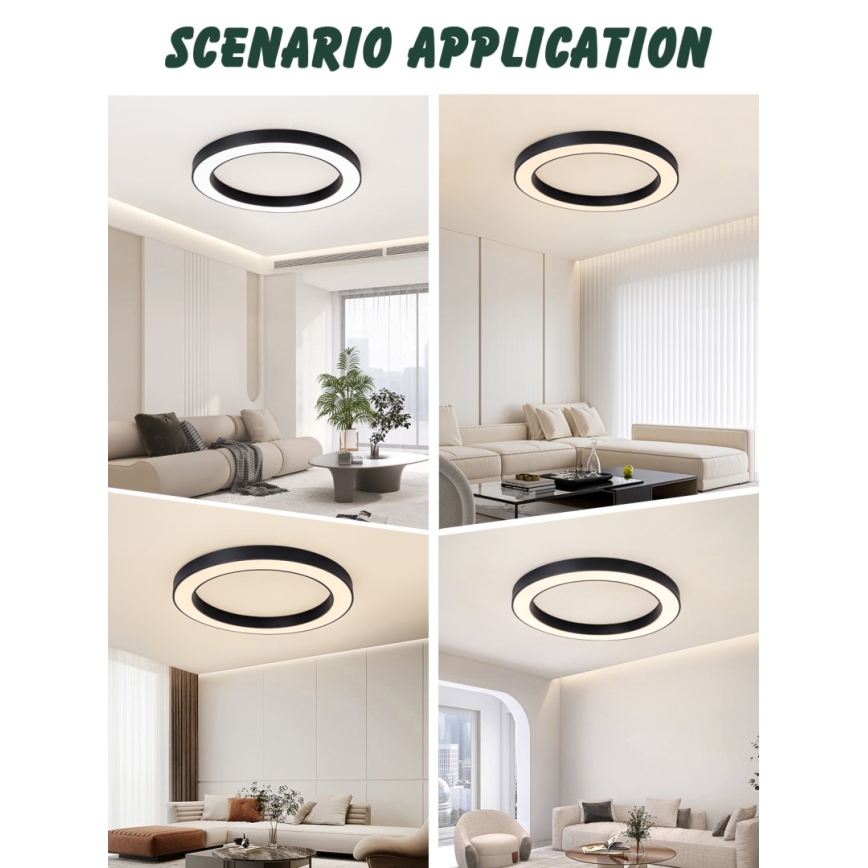 Immax NEO 07210L - LED Prigušiva plafonjera PASTEL LED/68W/230V 95 cm crno Tuya + Daljinski upravljač