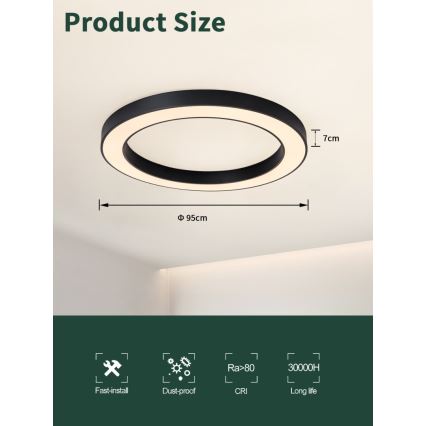 Immax NEO 07210L - LED Prigušiva plafonjera PASTEL LED/68W/230V 95 cm crno Tuya + Daljinski upravljač