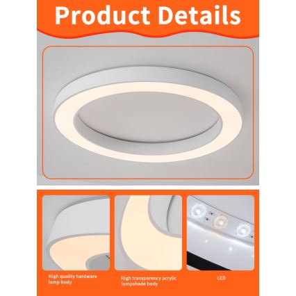 Immax NEO 07213L - LED Prigušiva plafonjera PASTEL LED/68W/230V 95 cm bela Tuya + Daljinski upravljač