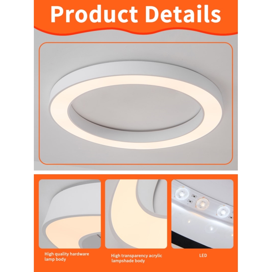 Immax NEO 07213L - LED Prigušiva plafonjera PASTEL LED/68W/230V 95 cm bela Tuya + Daljinski upravljač