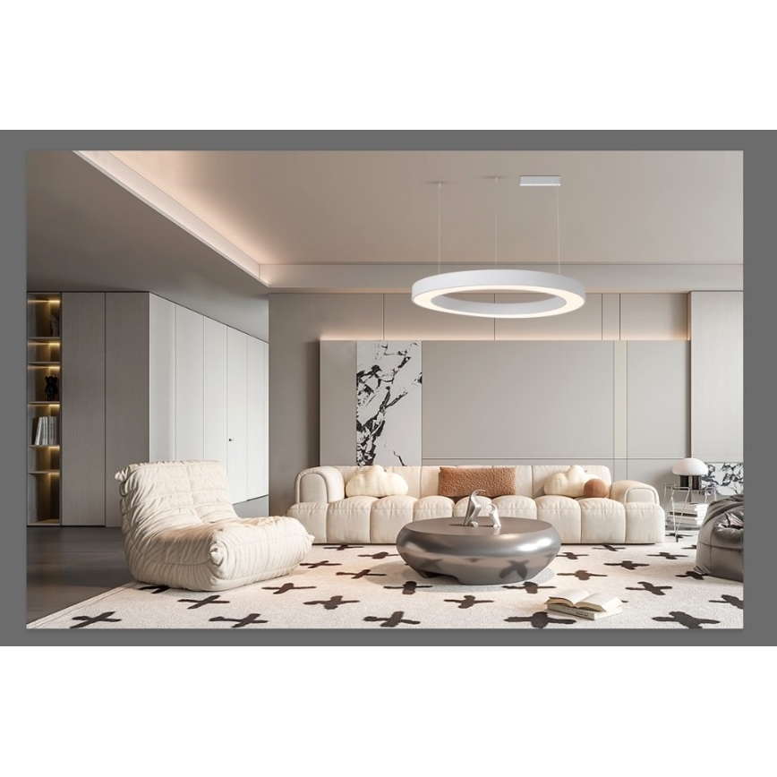 Immax NEO 07214L - LED Prigušivi luster na sajli PASTEL LED/68W/230V 2700-6500K bela 95 cm Tuya + Daljinski upravljač