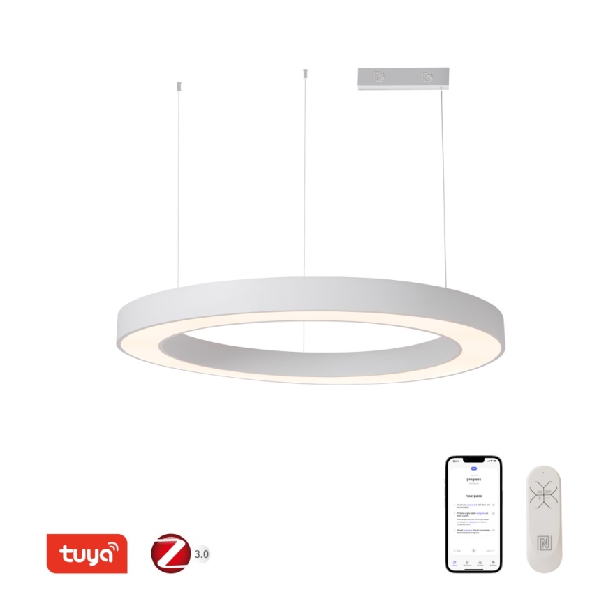 Immax NEO 07214L - LED Prigušivi luster na sajli PASTEL LED/68W/230V 2700-6500K bela 95 cm Tuya + Daljinski upravljač