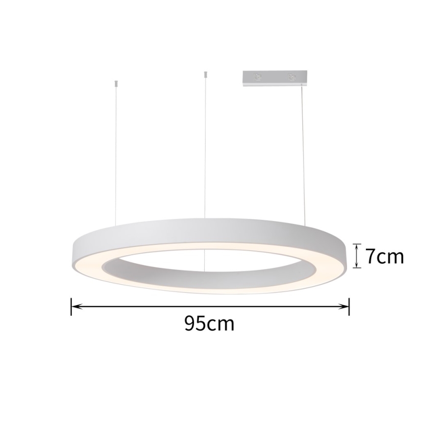 Immax NEO 07214L - LED Prigušivi luster na sajli PASTEL LED/68W/230V 2700-6500K bela 95 cm Tuya + Daljinski upravljač