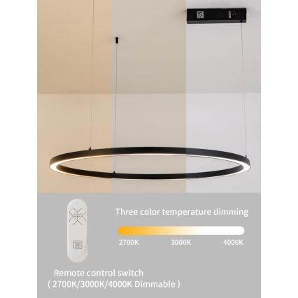 Immax NEO 07215L - LED prigušiva luster na sajli FINO LED/60W/230V 80 cm crna Tuya + daljinski upravljač
