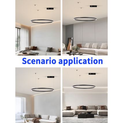 Immax NEO 07215L - LED prigušiva luster na sajli FINO LED/60W/230V 80 cm crna Tuya + daljinski upravljač