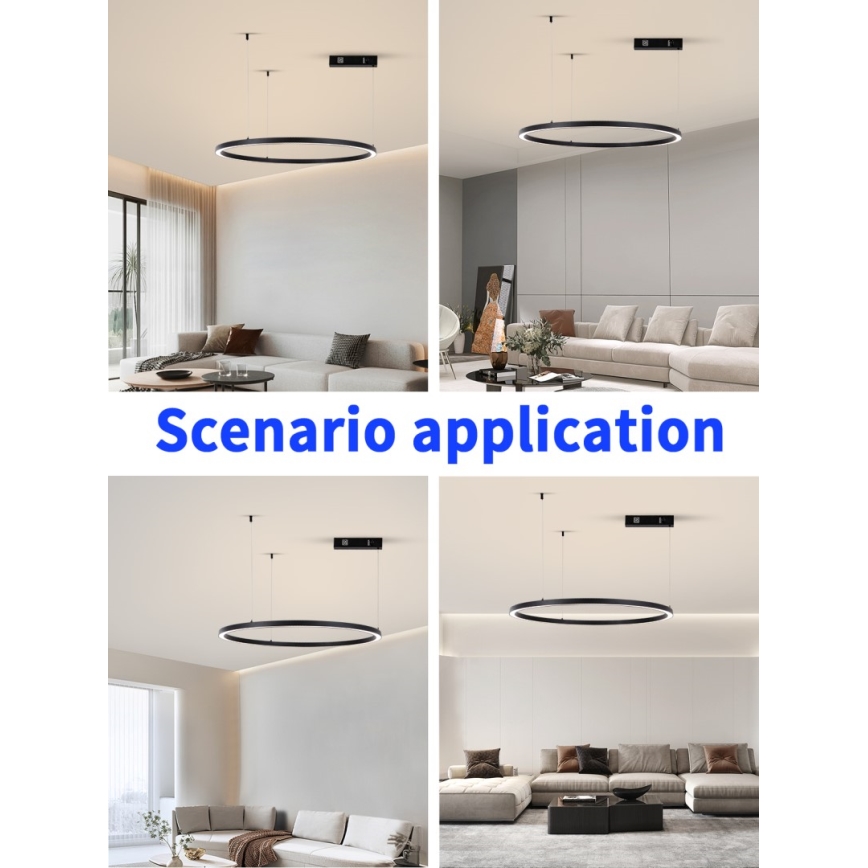 Immax NEO 07215L - LED prigušiva luster na sajli FINO LED/60W/230V 80 cm crna Tuya + daljinski upravljač