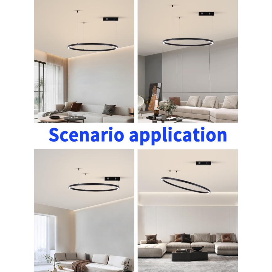 Immax NEO 07215L - LED prigušiva luster na sajli FINO LED/60W/230V 80 cm crna Tuya + daljinski upravljač