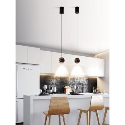 Immax NEO 07220L - LED Prigušivi luster na sajli DORMINE LED/6W/230V sjajno crna Tuya + Daljinski upravljač