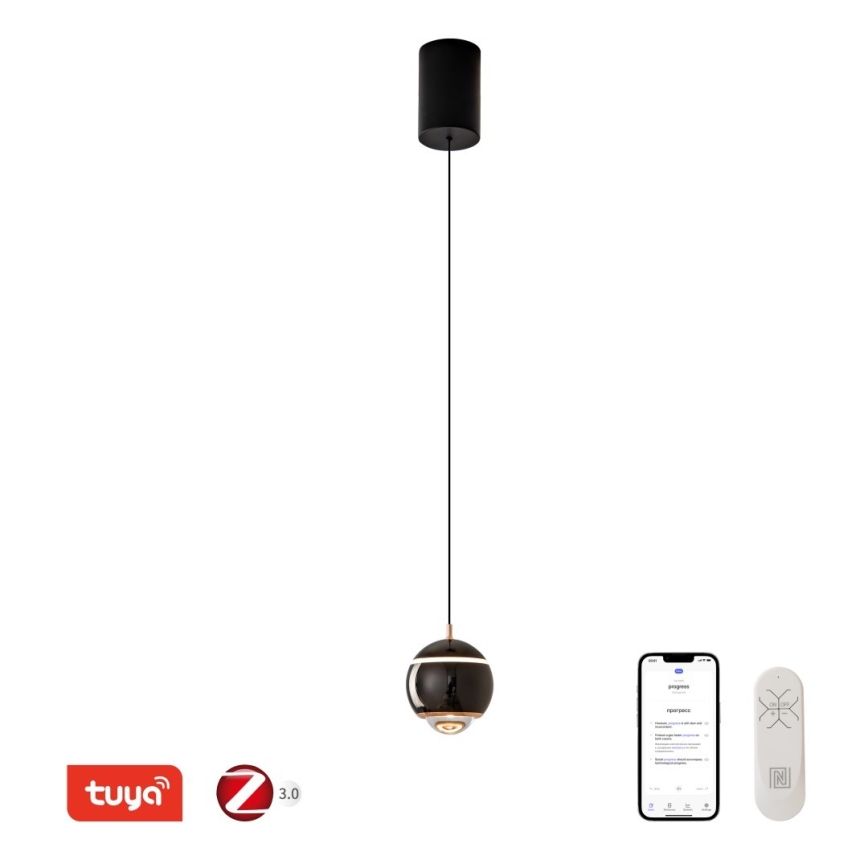 Immax NEO 07220L - LED Prigušivi luster na sajli DORMINE LED/6W/230V sjajno crna Tuya + Daljinski upravljač