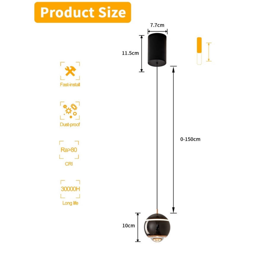 Immax NEO 07220L - LED Prigušivi luster na sajli DORMINE LED/6W/230V sjajno crna Tuya + Daljinski upravljač