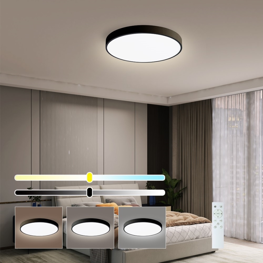 Immax NEO 07248L - LED Prigušiva plafonjera NEO LITE SEMPLICI LED/36W/230V 3000-6000K Wi-Fi Tuya crno + Daljinski upravljač