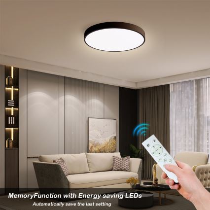 Immax NEO 07248L - LED Prigušiva plafonjera NEO LITE SEMPLICI LED/36W/230V 3000-6000K Wi-Fi Tuya crno + Daljinski upravljač