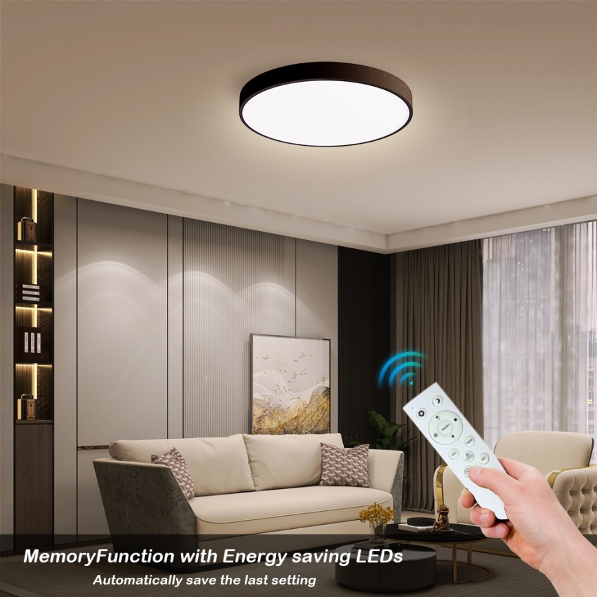 Immax NEO 07248L - LED Prigušiva plafonjera NEO LITE SEMPLICI LED/36W/230V 3000-6000K Wi-Fi Tuya crno + Daljinski upravljač