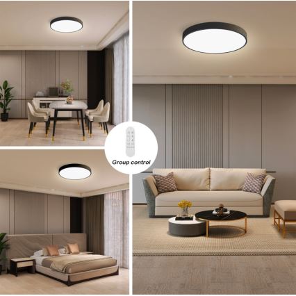 Immax NEO 07248L - LED Prigušiva plafonjera NEO LITE SEMPLICI LED/36W/230V 3000-6000K Wi-Fi Tuya crno + Daljinski upravljač