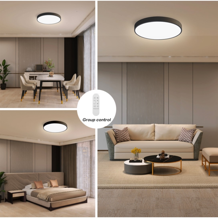 Immax NEO 07248L - LED Prigušiva plafonjera NEO LITE SEMPLICI LED/36W/230V 3000-6000K Wi-Fi Tuya crno + Daljinski upravljač