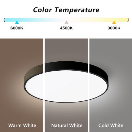 Immax NEO 07248L - LED Prigušiva plafonjera NEO LITE SEMPLICI LED/36W/230V 3000-6000K Wi-Fi Tuya crno + Daljinski upravljač